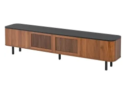 Móvel De Tv*Hauss Spole Móvel para TV com 4 portas, 190 x 35 x 45 cm - Tampo preto - Cor madeira escura Natural escuro