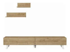 Helloshop26 Móvel para TV com 2 prateleiras 180 x 31 x 33 cm efeito carvalho 03_0007888^ Móvel De Tv