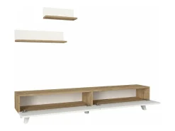 Móvel De Tv*Helloshop26 Móvel para TV com 2 prateleiras 180 x 31 x 33 cm efeito carvalho branco 03_0007889 Bege