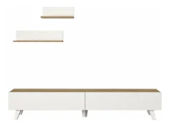 Móvel De Tv*Helloshop26 Móvel para TV com 2 prateleiras 180 x 31 x 33 cm efeito carvalho branco 03_0007889 Bege