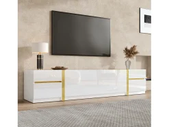 Outlet Merax Móvel para TV com acabamento brilhante - 180 x 40 x 38 cm - com gavetas e portas - estilo moderno - MDF - Branco