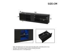 Móvel De Tv|Merax Móvel para TV com acabamento brilhante - 160 x 40 x 52 cm - com LEDs + 1 porta + 2 gavetas - MDF - Preto