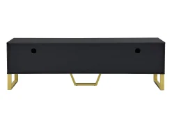 Best Hauss Spole Móvel para TV com acabamento em lacado brilhante, 170x40x535,5cm - 4 portas e 2 gavetas - pés dourados Preto