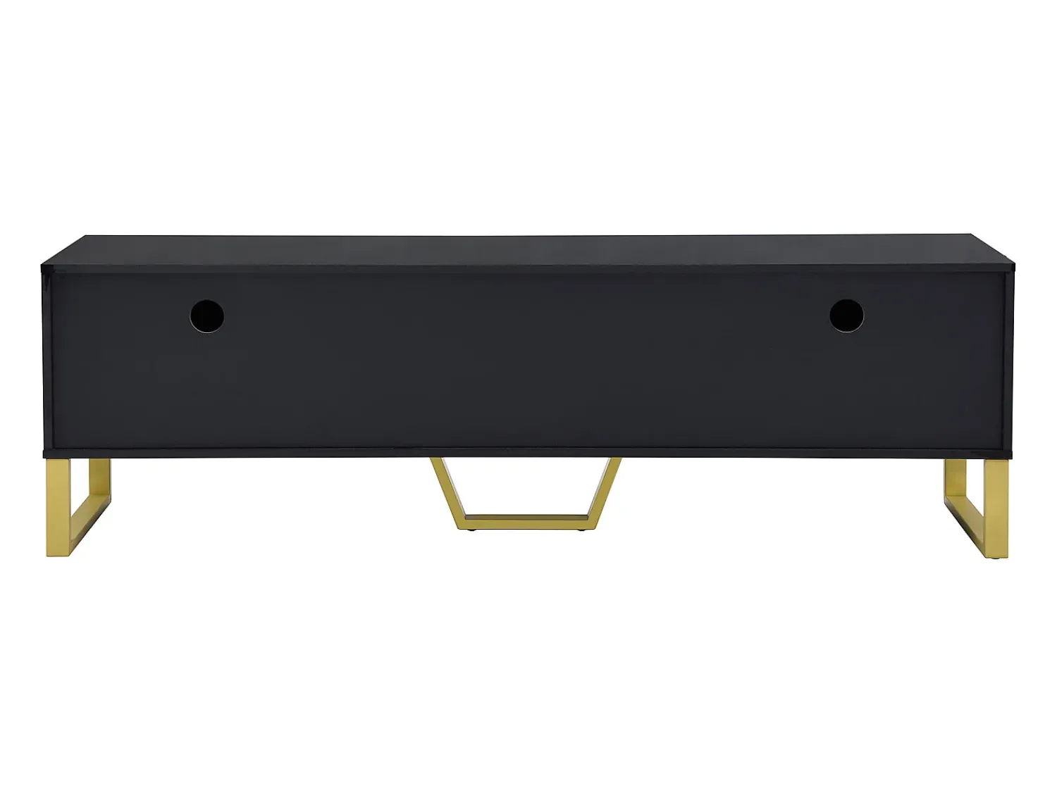 Best Hauss Spole Móvel para TV com acabamento em lacado brilhante, 170x40x535,5cm - 4 portas e 2 gavetas - pés dourados Preto