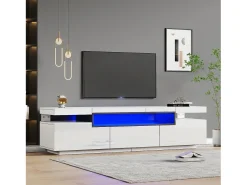 Móvel De Tv*Hauss Spole Móvel para TV com acabamento lacado brilhante, iluminação LED de 16 cores e 3 gavetas - 160x39x42cm Branco