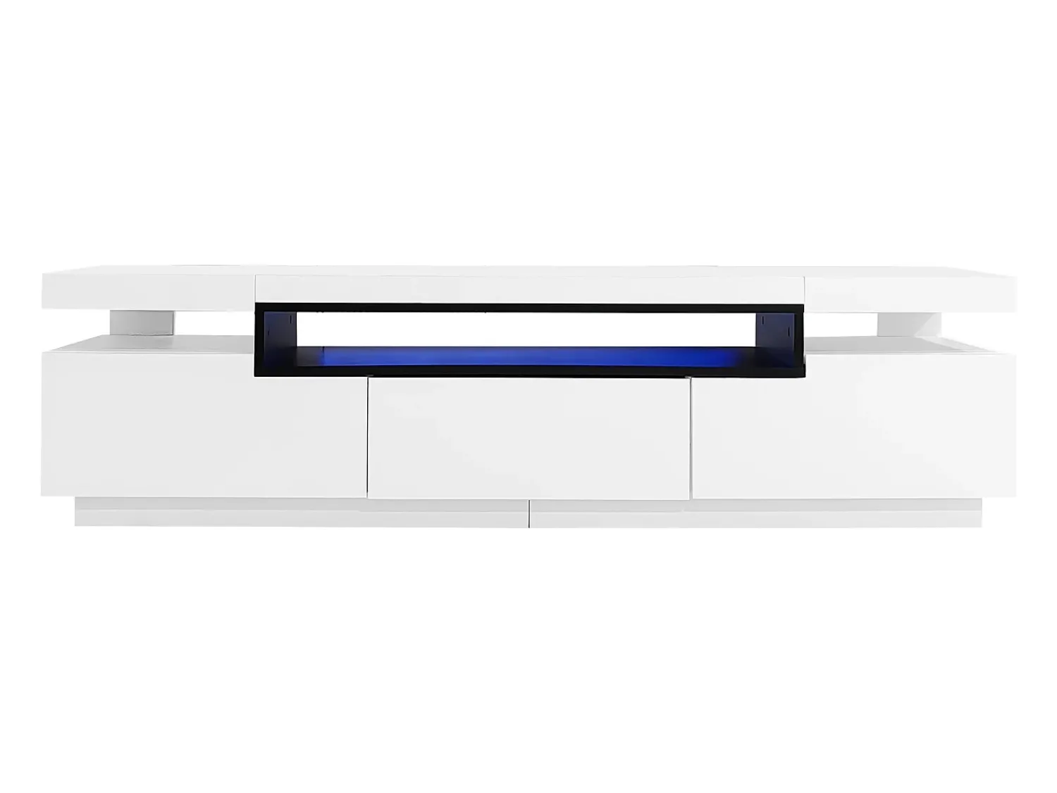 Móvel De Tv*Hauss Spole Móvel para TV com acabamento lacado brilhante, iluminação LED de 16 cores e 3 gavetas - 160x39x42cm Branco