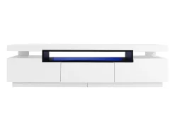 Móvel De Tv*Hauss Spole Móvel para TV com acabamento lacado brilhante, iluminação LED de 16 cores e 3 gavetas - 160x39x42cm Branco