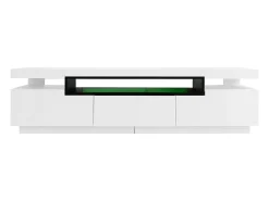 Móvel De Tv*Hauss Spole Móvel para TV com acabamento lacado brilhante, iluminação LED de 16 cores e 3 gavetas - 160x39x42cm Branco