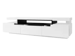 Móvel De Tv*Hauss Spole Móvel para TV com acabamento lacado brilhante, iluminação LED de 16 cores e 3 gavetas - 160x39x42cm Branco
