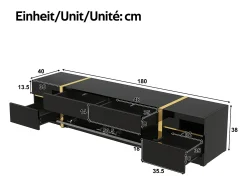 Merax Móvel para TV com acabamento brilhante - 180 x 40 x 38 cm - com gavetas e portas - estilo moderno - MDF -^ Móvel De Tv