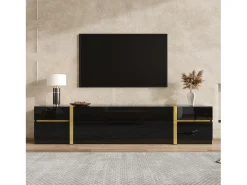 Merax Móvel para TV com acabamento brilhante - 180 x 40 x 38 cm - com gavetas e portas - estilo moderno - MDF -^ Móvel De Tv