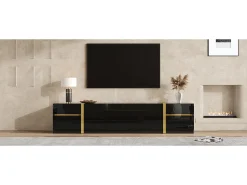 Merax Móvel para TV com acabamento brilhante - 180 x 40 x 38 cm - com gavetas e portas - estilo moderno - MDF -^ Móvel De Tv