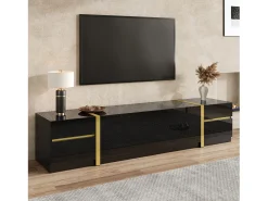 Merax Móvel para TV com acabamento brilhante - 180 x 40 x 38 cm - com gavetas e portas - estilo moderno - MDF -^ Móvel De Tv