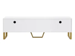 Móvel para TV com base, puxadores dourados, armário baixo para sala de estar com portas estruturadas esculpidas,^ Móvel De Tv