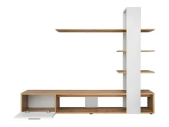 Móvel De Tv*Meublorama Móvel para TV com biblioteca e prateleiras integradas da coleção CLEO. Cores e carvalho. Branco