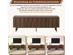 Móvel De Tv*Merax Móvel para TV com design ondulado - 180 x 40 x 56 cm - com 4 gavetas + 2 portas - para TVs de 75 polegadas - aglomerado - nogueira escura Castanho