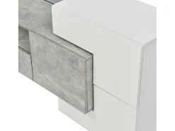 Online Móvel para TV com espaço de armazenamento, 6 portas e 2 gavetas, design moderno com iluminação LED, nas cores cinza e . Branco