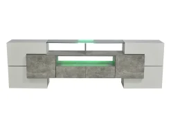 Online Móvel para TV com espaço de armazenamento, 6 portas e 2 gavetas, design moderno com iluminação LED, nas cores cinza e . Branco