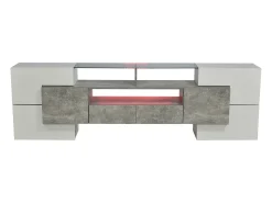 Online Móvel para TV com espaço de armazenamento, 6 portas e 2 gavetas, design moderno com iluminação LED, nas cores cinza e . Branco