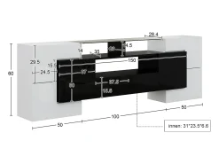 Hauss Spole Móvel para TV com iluminação LED, 6 portas e 2 gavetas - Acabamento lacado a e preto^ Móvel De Tv