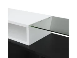 Hauss Spole Móvel para TV com iluminação LED, 6 portas e 2 gavetas - Acabamento lacado a e preto^ Móvel De Tv