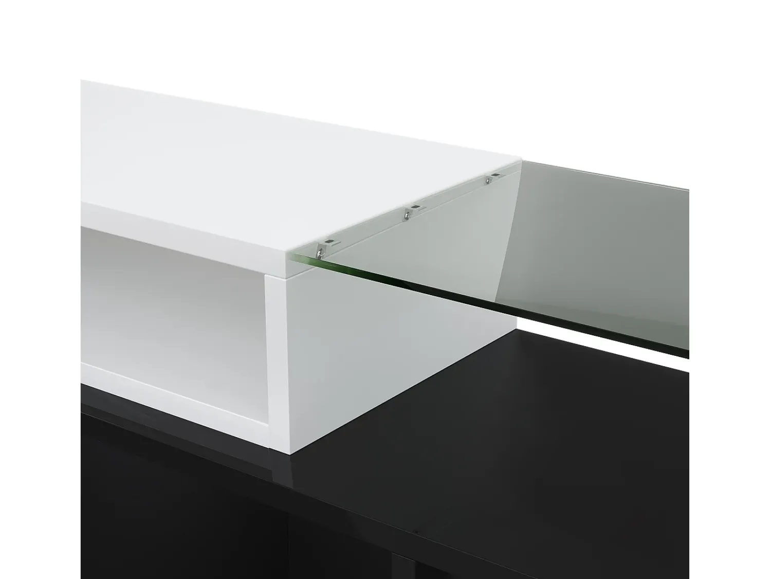 Hauss Spole Móvel para TV com iluminação LED, 6 portas e 2 gavetas - Acabamento lacado a e preto^ Móvel De Tv