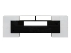 Hauss Spole Móvel para TV com iluminação LED, 6 portas e 2 gavetas - Acabamento lacado a e preto^ Móvel De Tv