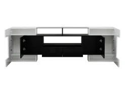 Hauss Spole Móvel para TV com iluminação LED, 6 portas e 2 gavetas - Acabamento lacado a e preto^ Móvel De Tv