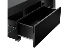 Móvel De Tv|Mobikasa Móvel para TV com iluminação LED multicolorida banco de design com prateleiras de vidro e gaveta aglomerado revestido a melamina 130 x 35 x 45 cm 03_0005860 Preto