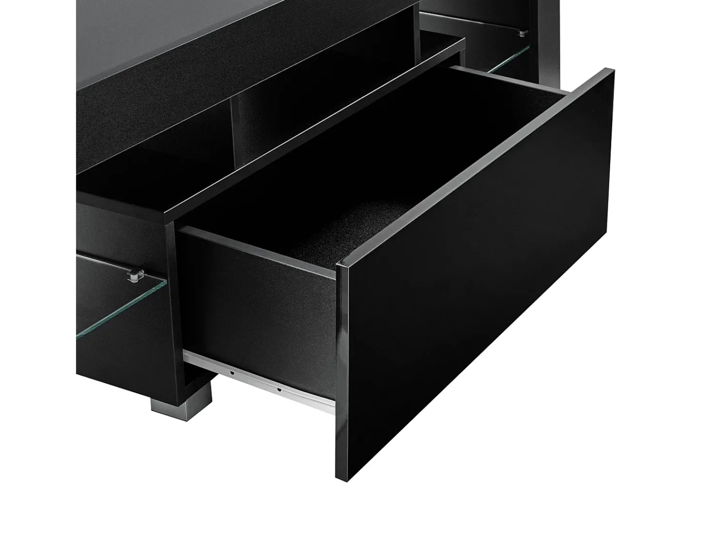 Móvel De Tv|Mobikasa Móvel para TV com iluminação LED multicolorida banco de design com prateleiras de vidro e gaveta aglomerado revestido a melamina 130 x 35 x 45 cm 03_0005860 Preto