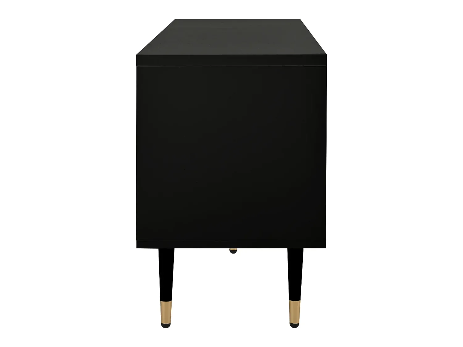 Móvel De Tv| Móvel para TV com portas de madeira maciça, 170 x 36 x 54 cm, puxadores ocultos e detalhes dourados, . Preto