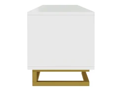 Discount Móvel para TV com portas estruturadas, 160 x 38 x 44,5 cm, armário baixo com gavetas, pés dourados, Branco