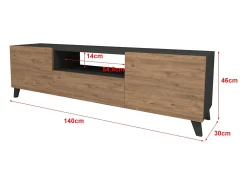 Helloshop26 Móvel para TV com portas e espaço de armazenamento 46 ​​x 140 x 30 cm efeito antracite/carvalho 03_0007870 Bege
