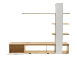 Móvel De Tv|Hauss Spole Móvel para TV com prateleiras - Cor branco e madeira Natural claro
