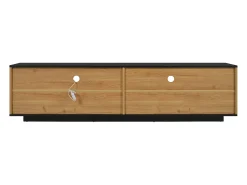 Móvel De Tv*Hauss Spole Móvel para TV com uma gaveta, três portas e iluminação LED - Tampo preto - Cor natural clara Natural claro