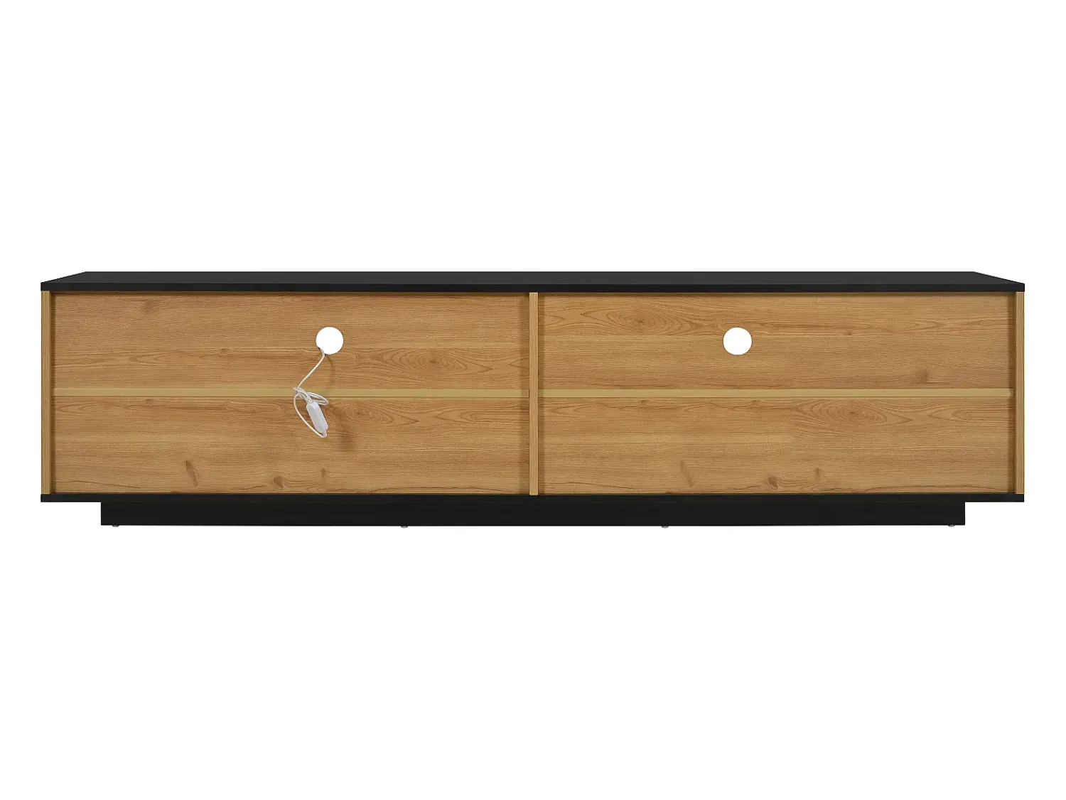 Móvel De Tv*Hauss Spole Móvel para TV com uma gaveta, três portas e iluminação LED - Tampo preto - Cor natural clara Natural claro