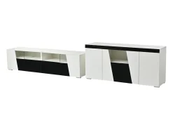 Merax Móvel para TV combinado com aparador - móvel para TV laqueado de alto brilho + aparador baixo para sala de estar - com LEDs - aglomerado -^ Móvel De Tv