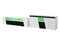 Merax Móvel para TV combinado com aparador - móvel para TV laqueado de alto brilho + aparador baixo para sala de estar - com LEDs - aglomerado -^ Móvel De Tv