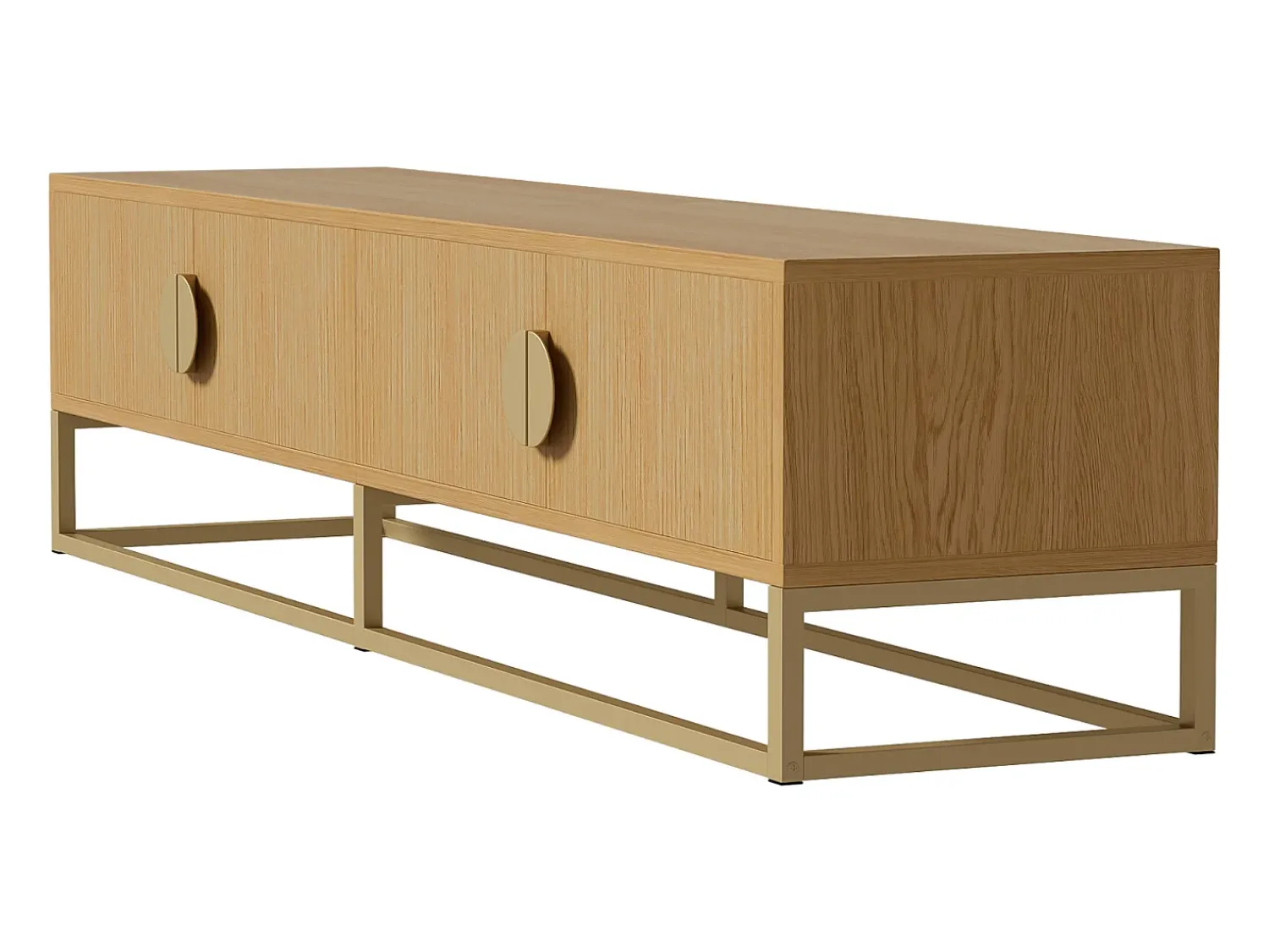 Clearance Móvel para TV de 180 cm, 4 portas, para sala de estar e quarto, branco, com puxador semicircular. Natural claro