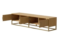 Clearance Móvel para TV de 180 cm, 4 portas, para sala de estar e quarto, branco, com puxador semicircular. Natural claro