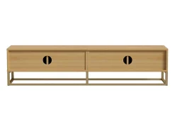 Clearance Móvel para TV de 180 cm, 4 portas, para sala de estar e quarto, branco, com puxador semicircular. Natural claro