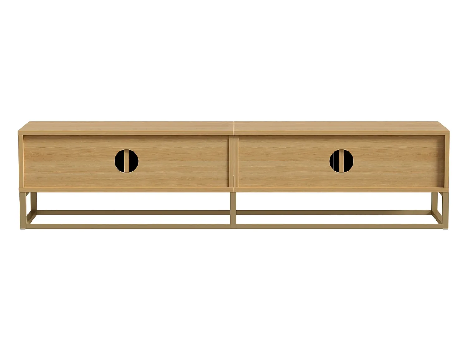 Clearance Móvel para TV de 180 cm, 4 portas, para sala de estar e quarto, branco, com puxador semicircular. Natural claro