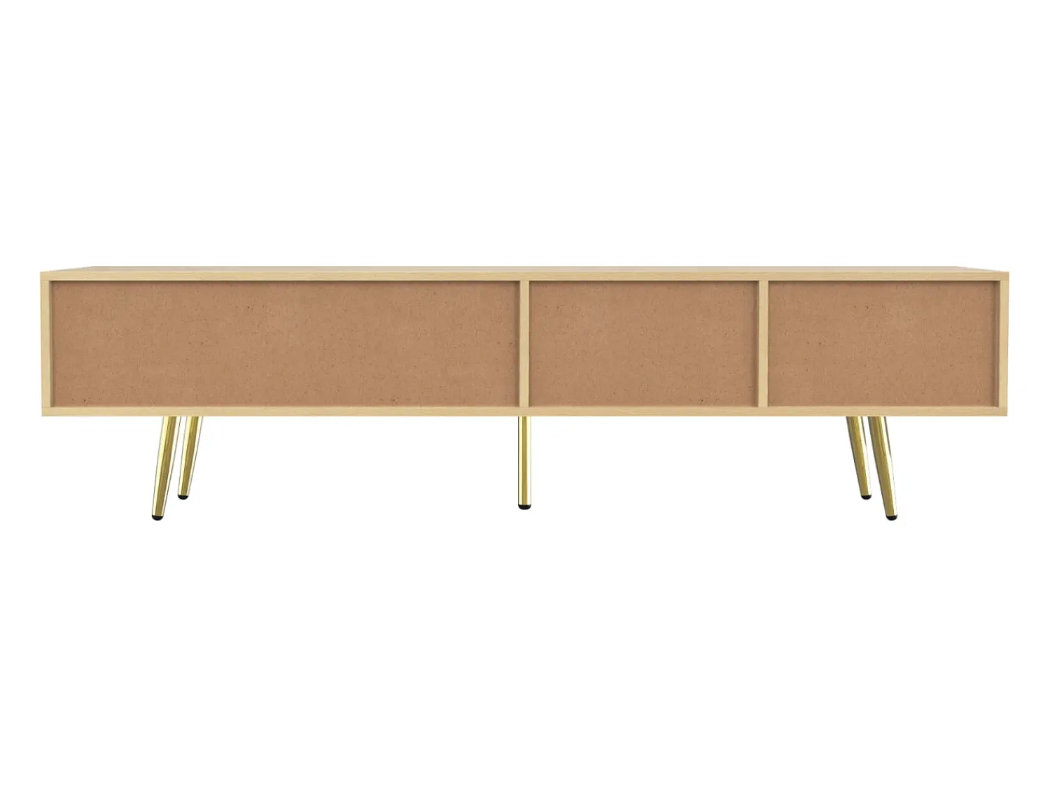 Móvel De Tv* Móvel para TV de 160 cm com pés dourados - Móvel moderno para TV com 2 gavetas e 2 portas - Madeira resistente Natural claro