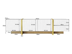 Móvel De Tv*KOMHTOM Móvel para TV de 190 cm, móvel de arrumação, 3 portas e 2 gavetas, com dourado e grão de madeira Branco
