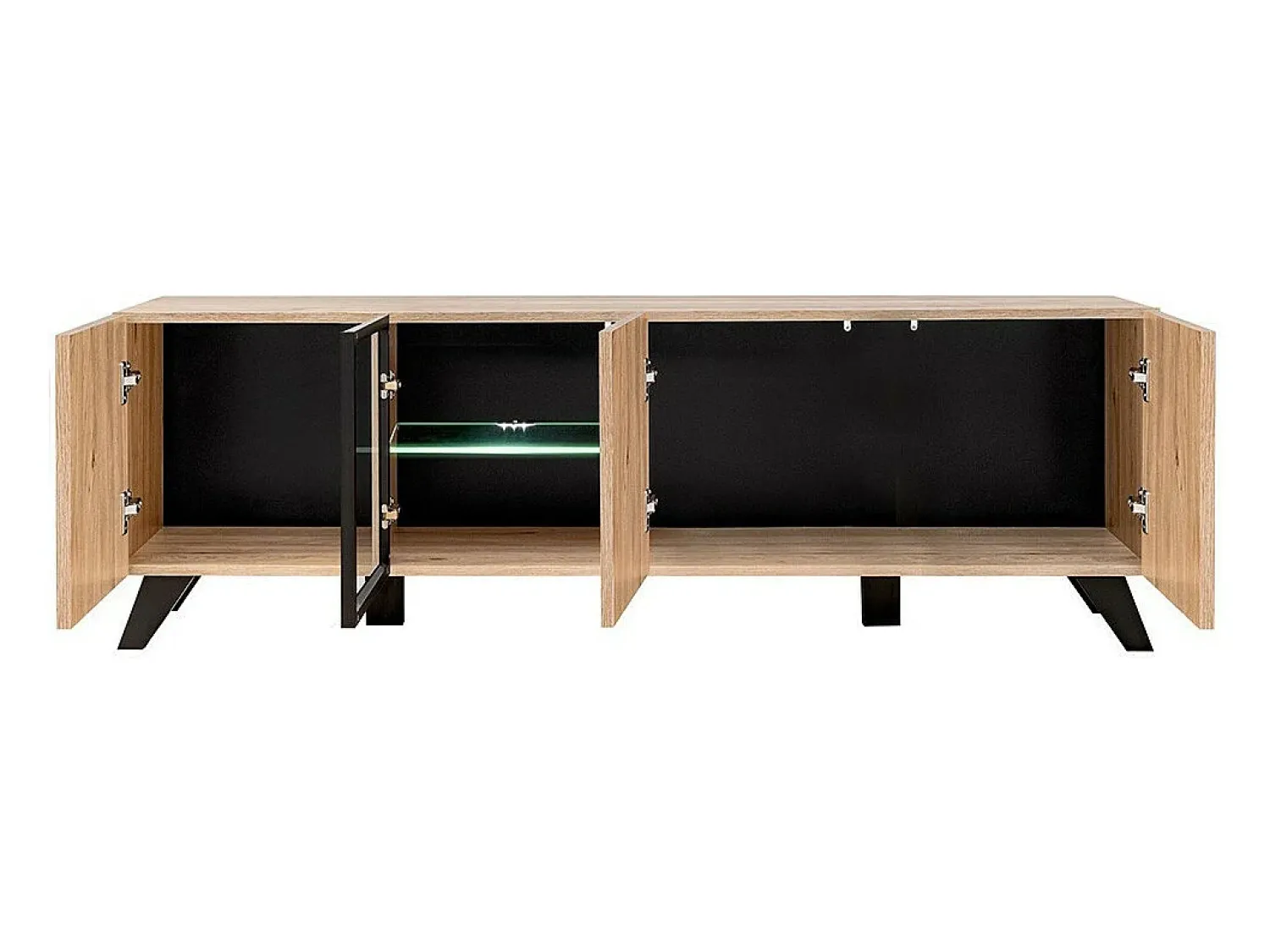 Móvel De Tv*Meublorama Móvel para TV de 160cm, cor carvalho e preto com iluminação LED integrada, coleção NIELSEN. Castanho