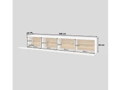 Best Meublorama Móvel para TV de 180cm da coleção EVA. Cor branca e carvalho. Branco