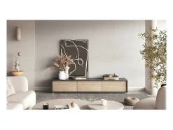 Móvel De Tv|Meublorama Móvel para TV de 180cm da coleção MAANUM. Cor cinza e carvalho claro. Cinzento
