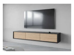 Móvel De Tv|Meublorama Móvel para TV de 180cm da coleção MAANUM. Cor cinza e carvalho claro. Cinzento