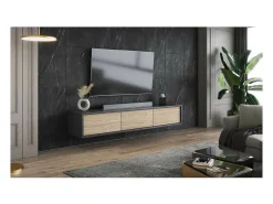 Móvel De Tv|Meublorama Móvel para TV de 180cm da coleção MAANUM. Cor cinza e carvalho claro. Cinzento