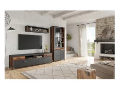 Móvel De Tv|Meublorama Móvel para TV de 190cm da coleção WINDSOR. Cor cinza antracite e carvalho escuro. Cinzento